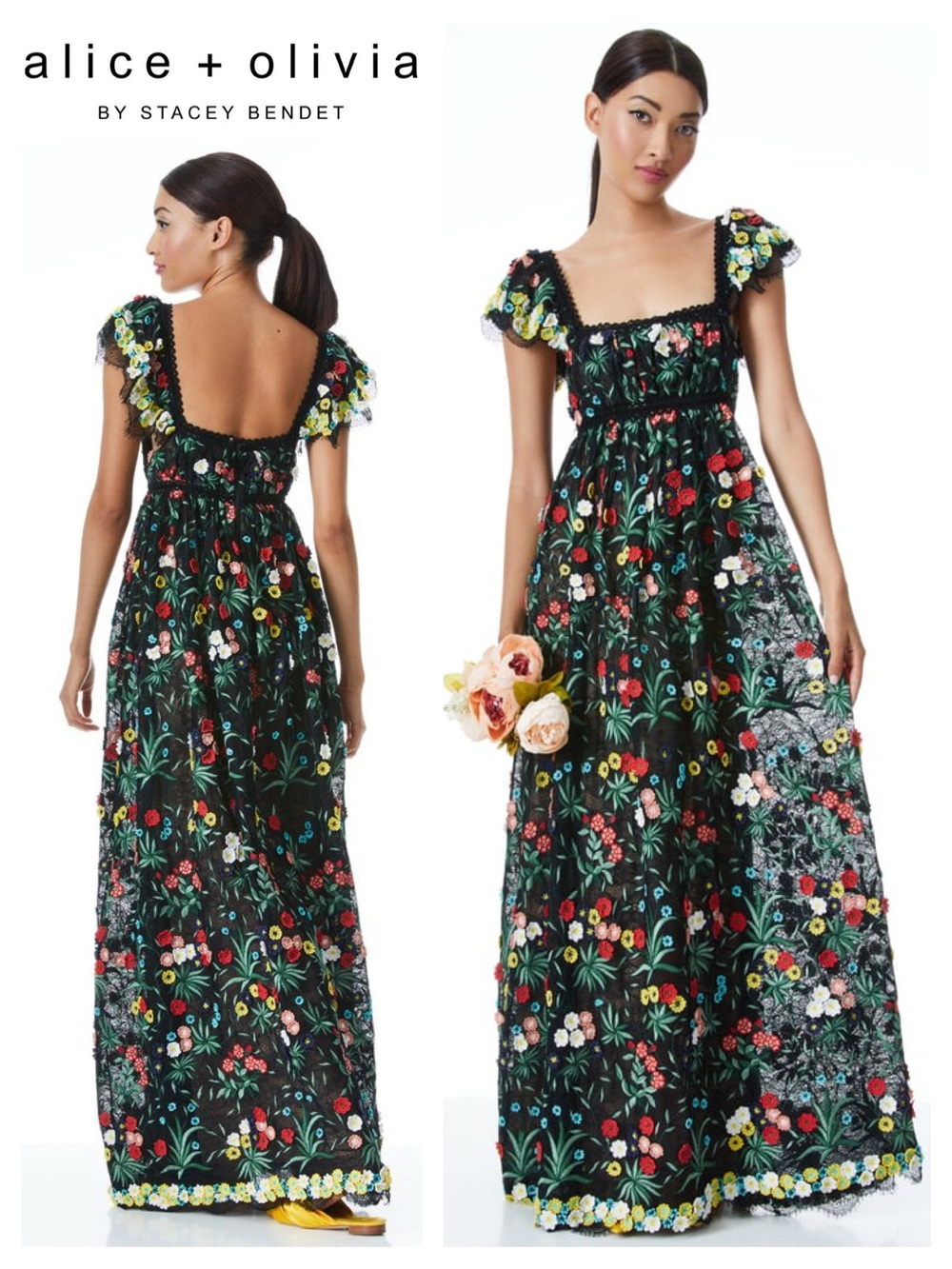 ALICE + OLIVIA McKenna Embellished Empire Waist Gown